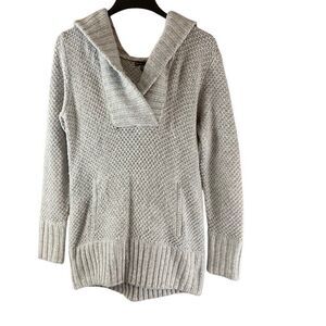 Gap Body Hooded Chunky Cashmere Blend Sweater Size Medium Gray